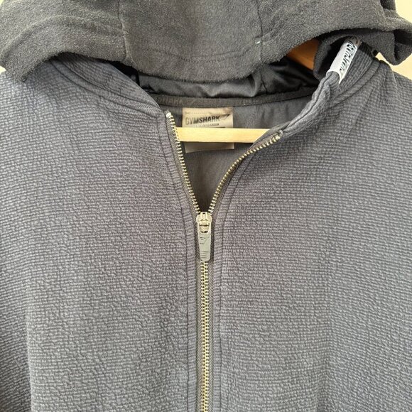 Gymshark Cropped Full Zip Hooded Sweatshirt Women's Small Black Workout Active - Picture 6 of 13